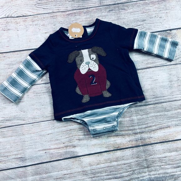 Mud Pie Other - NWT Mudpie Boys 6-9m Layered bodysuit Bulldog